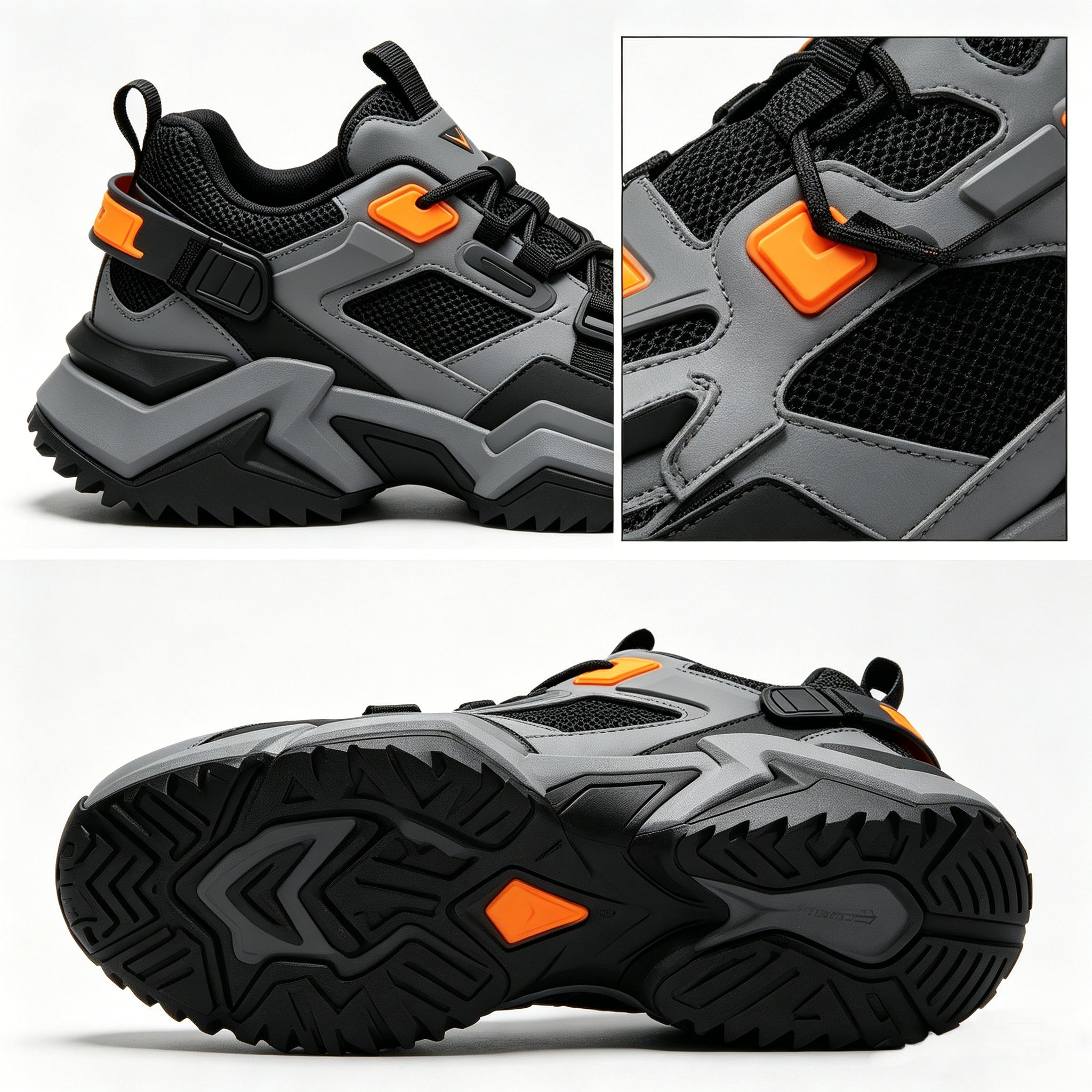 RIY Tactical Trail Sports Shoes for Men| Grey Black Orange- 42 size