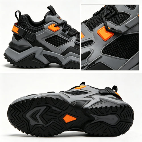 RIY Tactical Trail Sports Shoes for Men| Grey Black Orange- 42 size