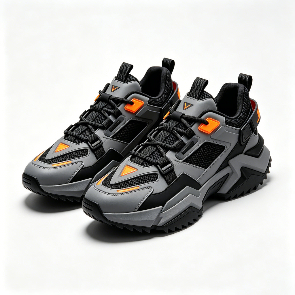 RIY Tactical Trail Sports Shoes for Men| Grey Black Orange- 42 size