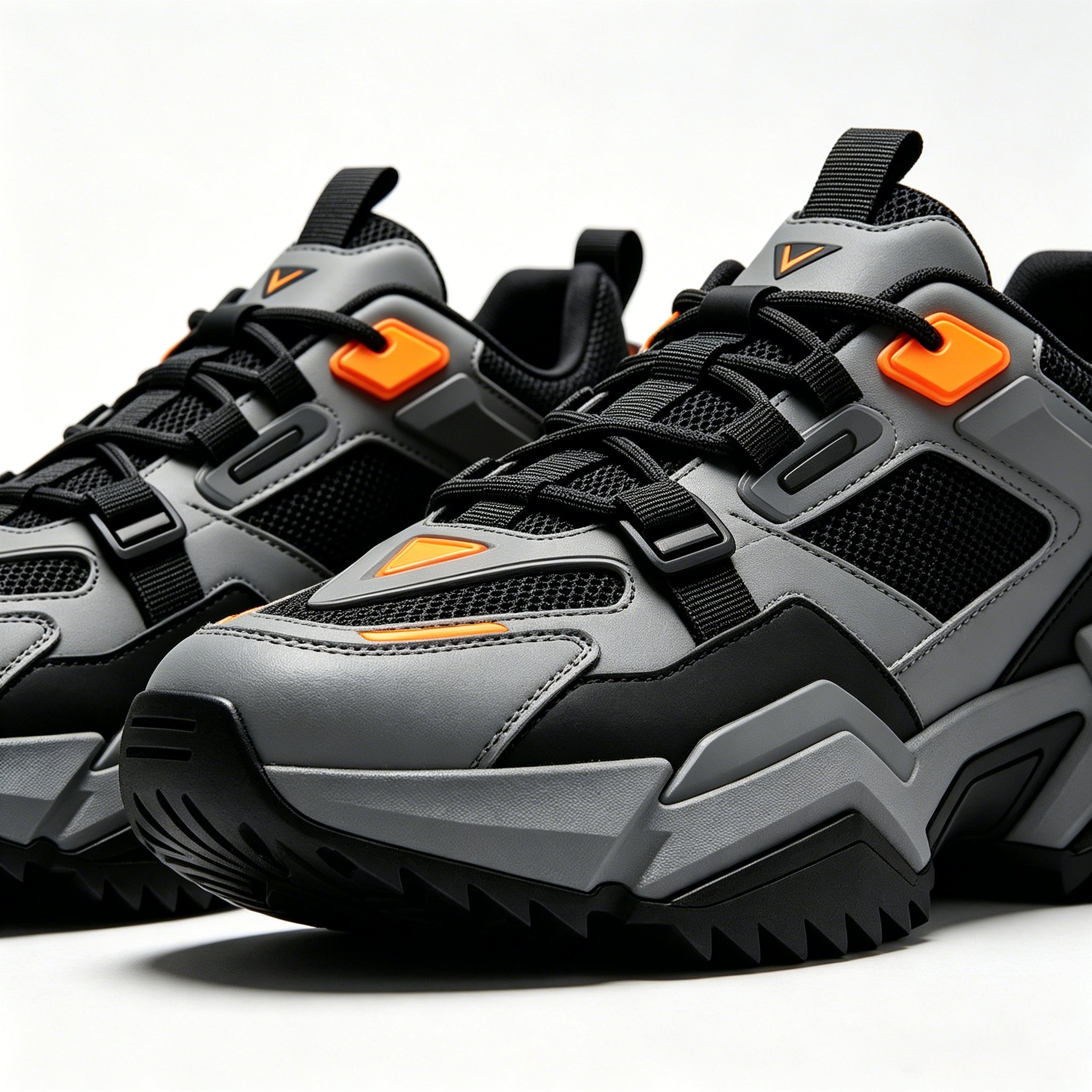 RIY Tactical Trail Sports Shoes for Men| Grey Black Orange- 42 size