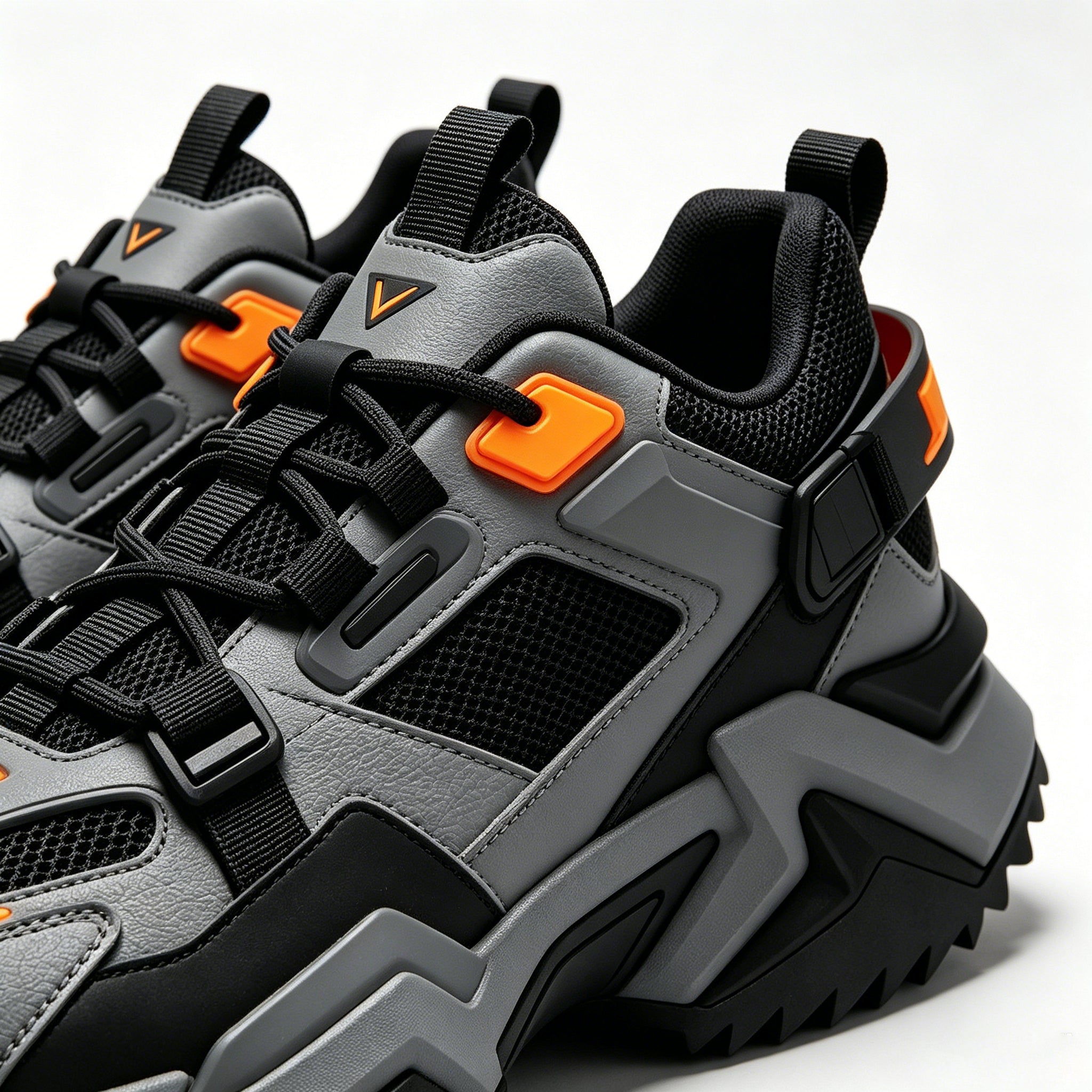 RIY Tactical Trail Sports Shoes for Men| Grey Black Orange- 42 size